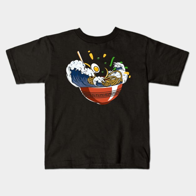 Ramen Merchandise Japanese Wave Ramen Noodle Kids T-Shirt by TeddyTees